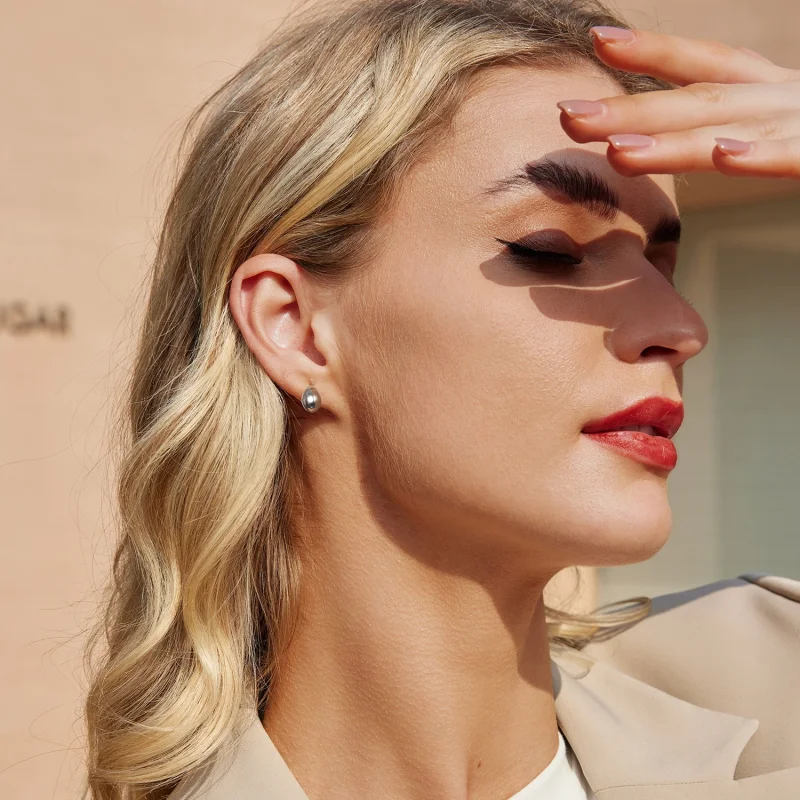 (imagem para) Brincos de Prata Estilo PANDORA em Forma de Lágrima - BSE1014 - Visualizar 7