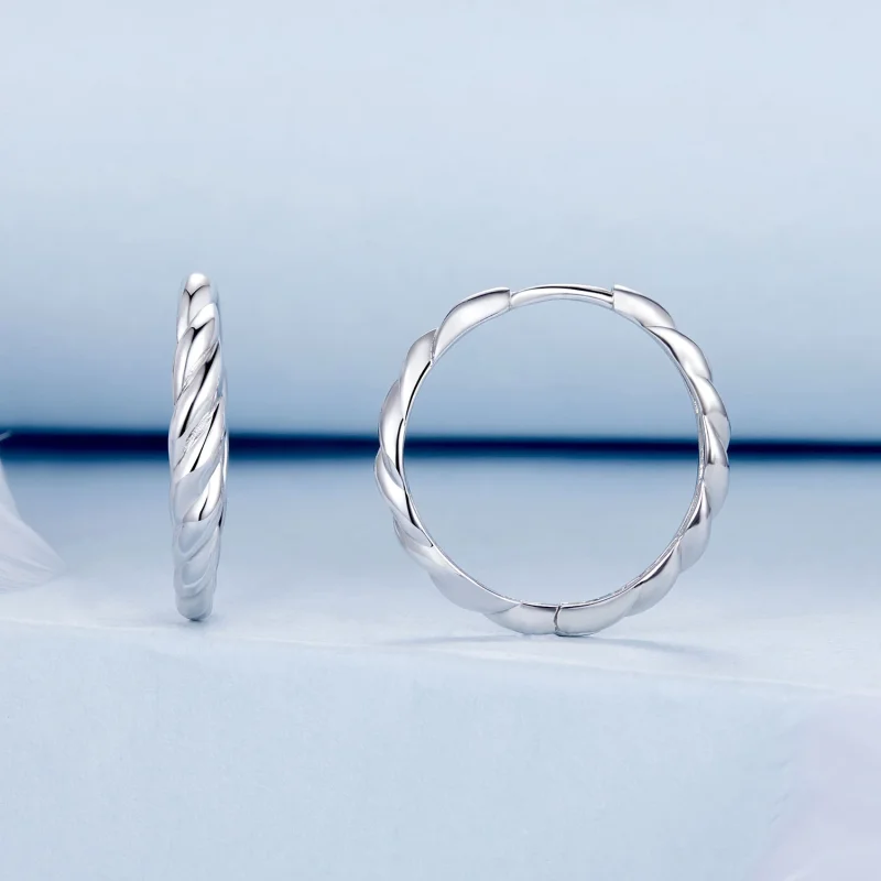 (imagem para) Brincos de torção metálica estilo PANDORA - BSE1024-L - Visualizar 2