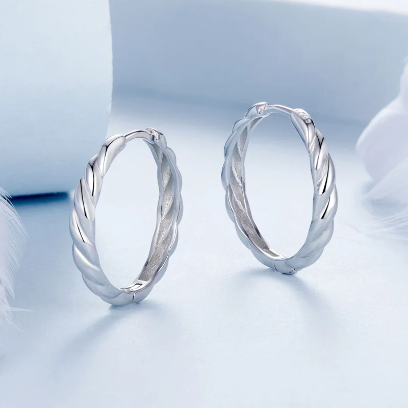 (imagem para) Brincos de torção metálica estilo PANDORA - BSE1024-L - Visualizar 3