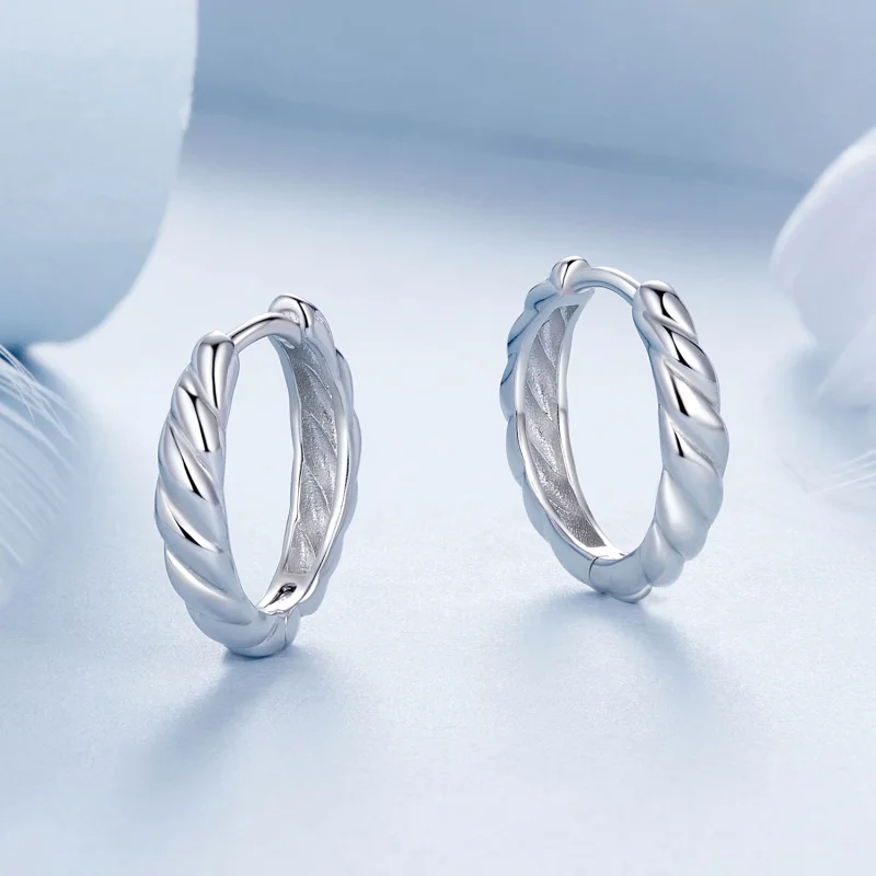 (imagem para) Brincos de torção metálica estilo PANDORA - BSE1024-M - Visualizar 3