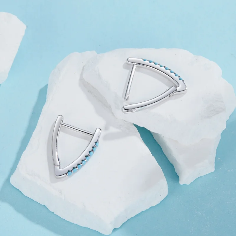 (imagem para) Brincos de turquesa em formato V estilo PANDORA - BSE1020 - Visualizar 4