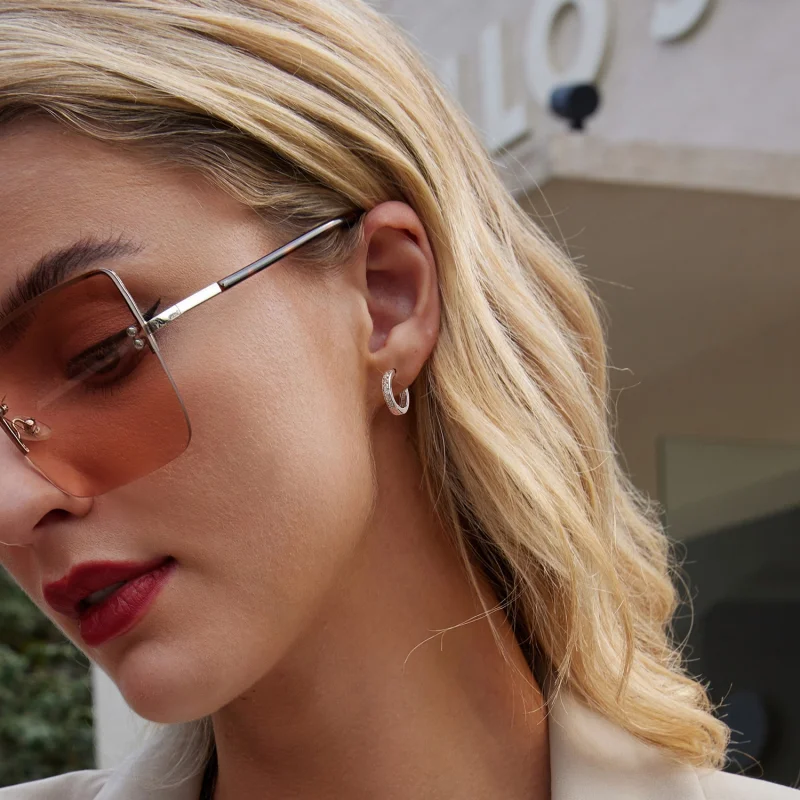 (imagem para) Brincos de zircônio coloridos estilo PANDORA - BSE1033 - Visualizar 8