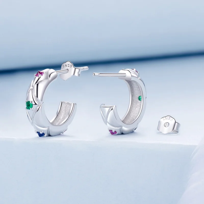 (imagem para) Brincos estilo PANDORA com padrão diamante vintage - BSE1032 - Visualizar 2