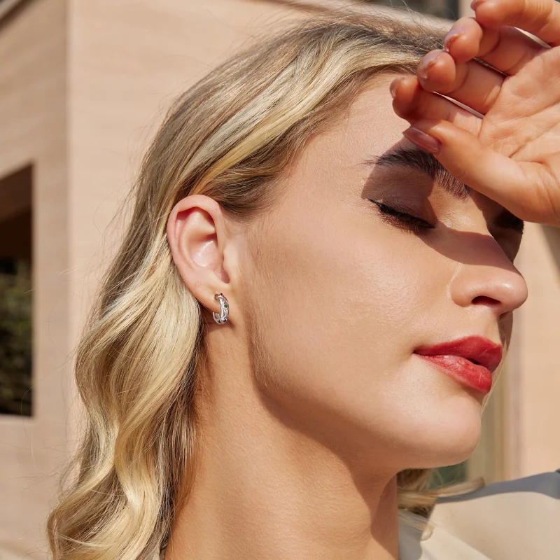 (imagem para) Brincos estilo PANDORA com padrão diamante vintage - BSE1032 - Visualizar 8