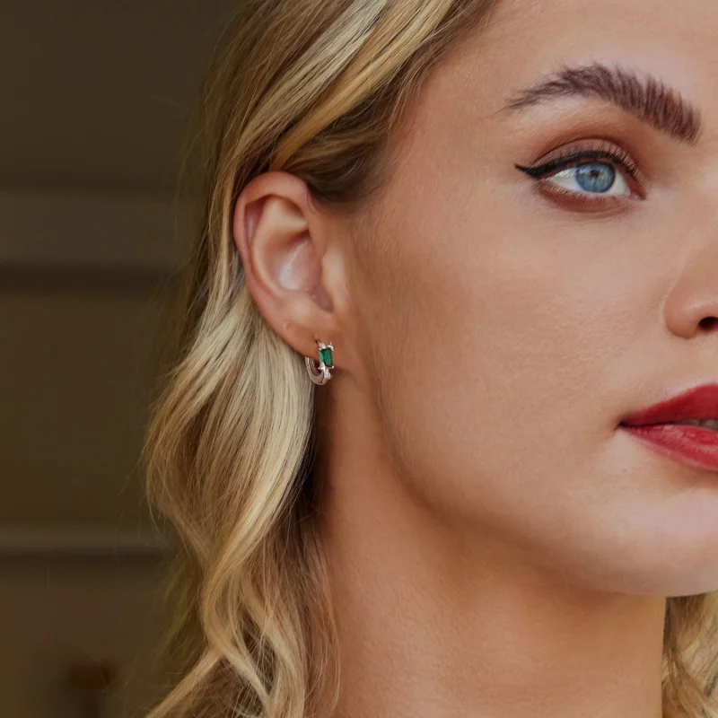 (imagem para) Brincos Estrela Esmeralda Estilo PANDORA - BSE1036 - Visualizar 7