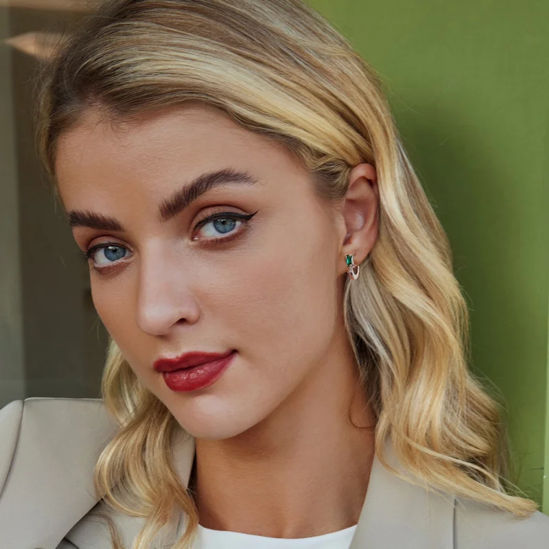 (imagem para) Brincos Estrela Esmeralda Estilo PANDORA - BSE1036 - Visualizar 8