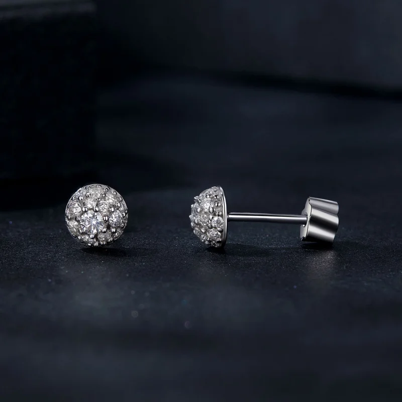 (imagem para) Brincos Hemisfério Moissanite Estilo PANDORA (com um certificado) - MSE057 - Visualizar 4