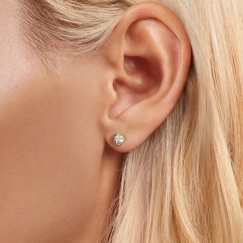 (imagem para) Brincos Hemisfério Moissanite Estilo PANDORA (com um certificado) - MSE057 - Visualizar 5