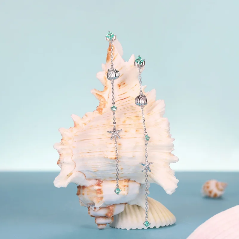 (imagem para) Brincos Oceano Azul Estilo PANDORA - BSE1013 - Visualizar 2