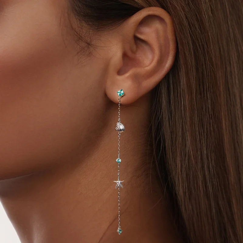 (imagem para) Brincos Oceano Azul Estilo PANDORA - BSE1013 - Visualizar 6