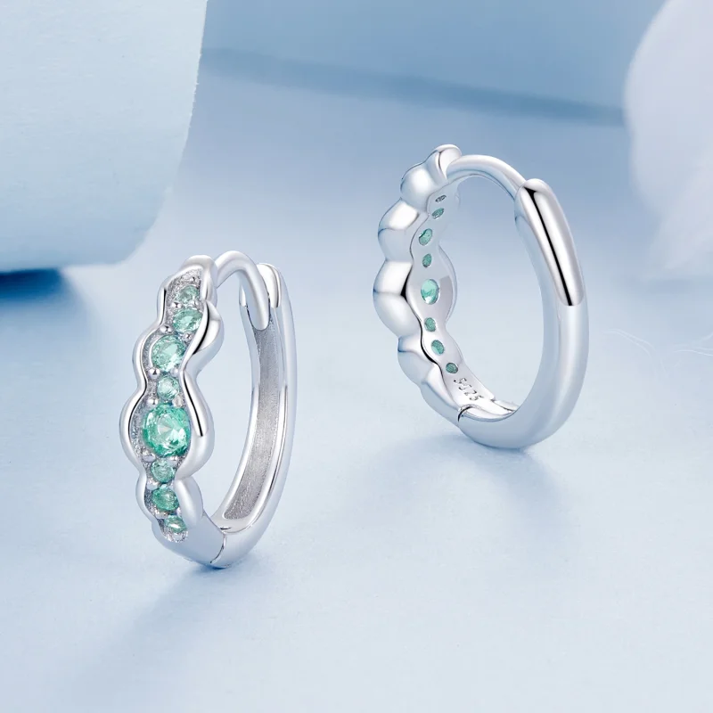(imagem para) Brincos Onda Verde Estilo PANDORA - BSE1034 - Visualizar 3