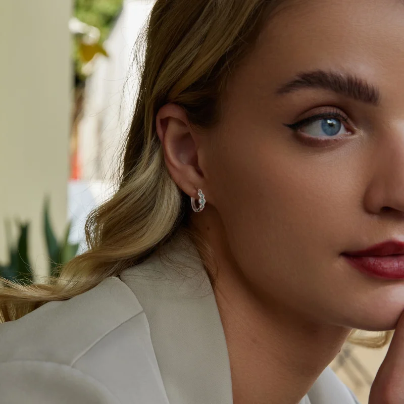 (imagem para) Brincos Onda Verde Estilo PANDORA - BSE1034 - Visualizar 7