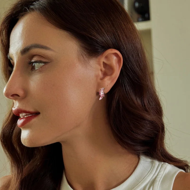 (imagem para) Brincos PANDORA Style Papagaio Rosa - BSE1005 - Visualizar 8