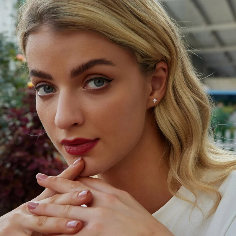 (imagem para) Brincos PANDORA Style Trevo de Quatro Folhas com Moissanita (com um certificado) - Visualizar 7