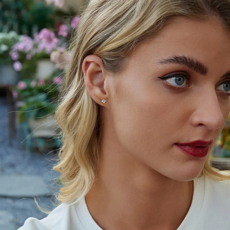 (imagem para) Brincos PANDORA Style Trevo de Quatro Folhas com Moissanita (com um certificado) - Visualizar 9