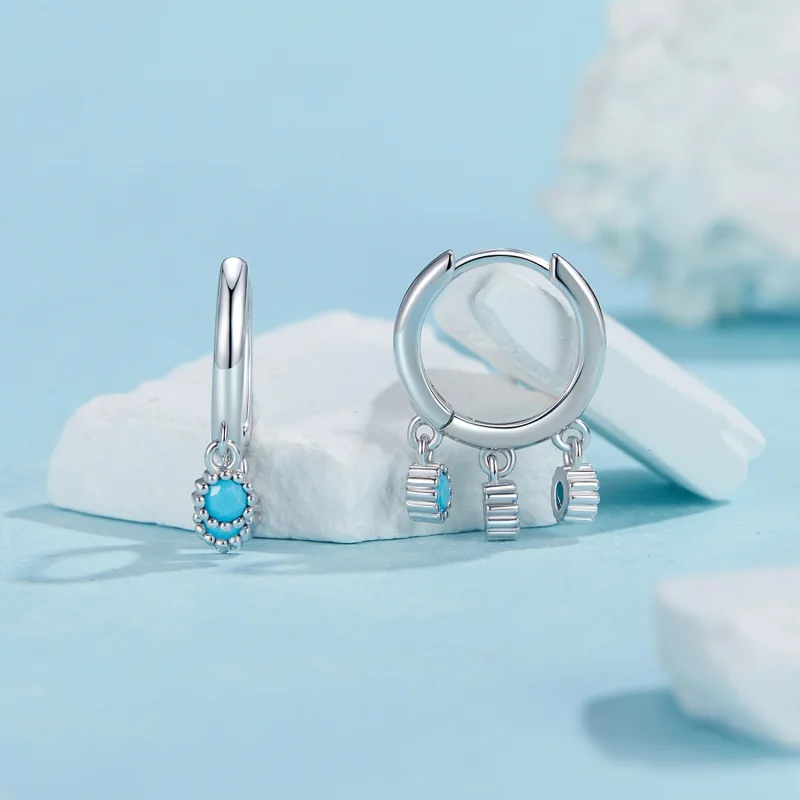 (imagem para) Brincos Turquesa Estilo PANDORA - BSE1019 - Visualizar 2