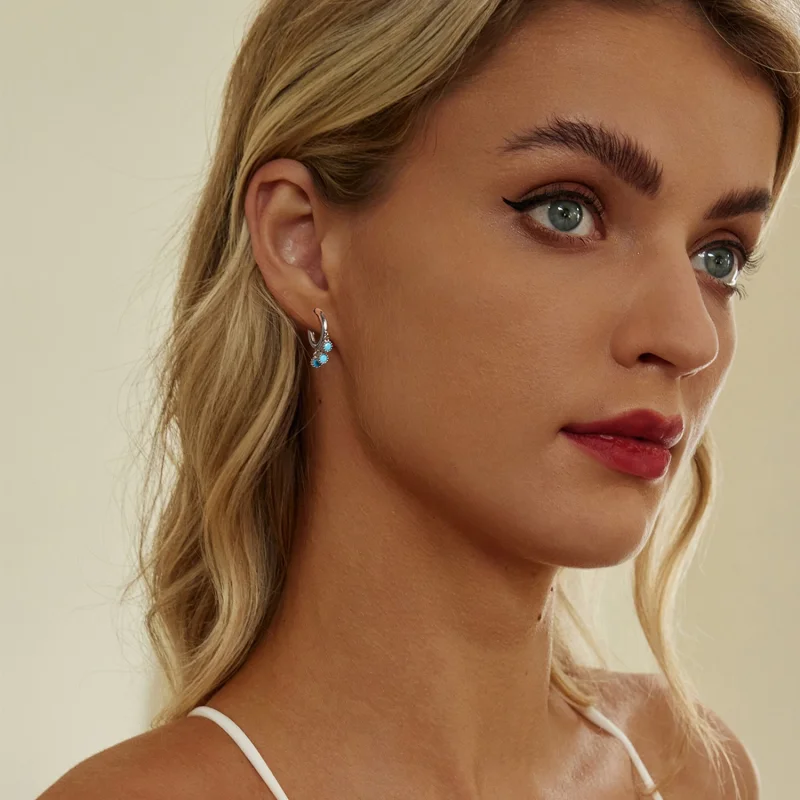(imagem para) Brincos Turquesa Estilo PANDORA - BSE1019 - Visualizar 8