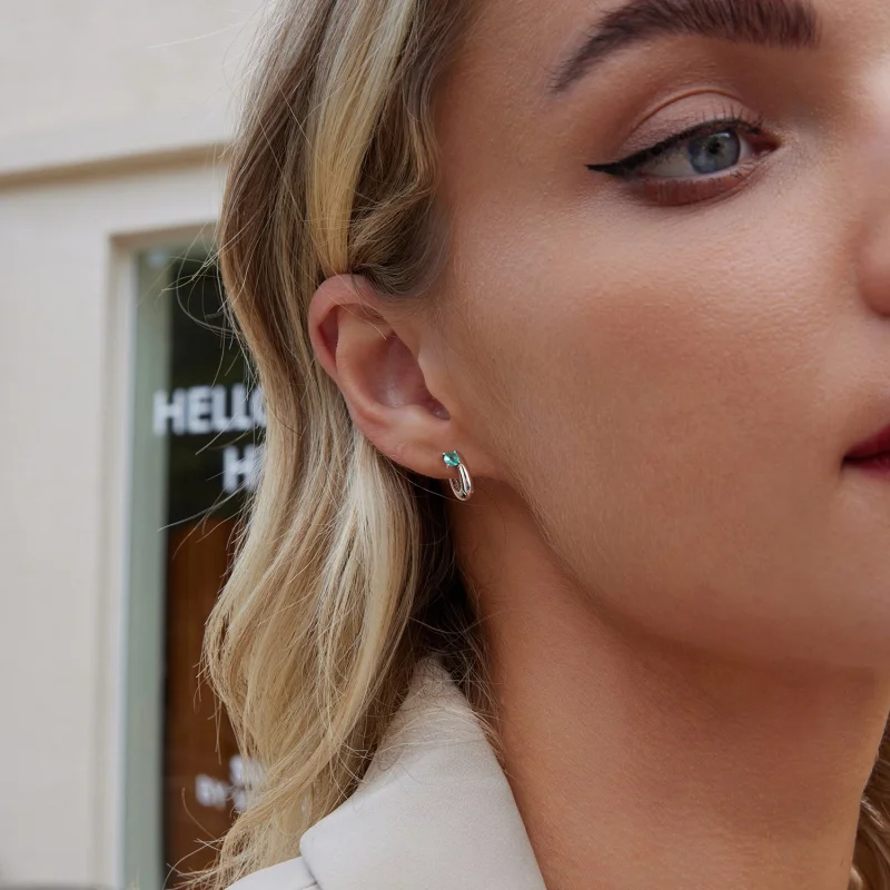 (imagem para) Brincos Verde Estilo PANDORA - BSE1030 - Visualizar 7