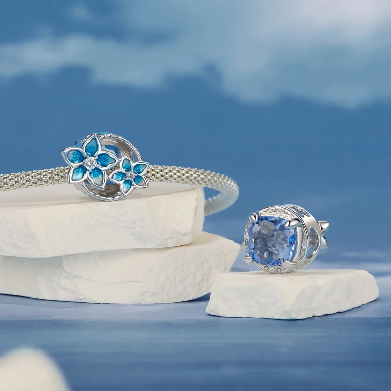 (imagem para) Charm de Flor Pequena de Delfínio Estilo PANDORA - BSC1029 - Visualizar 4