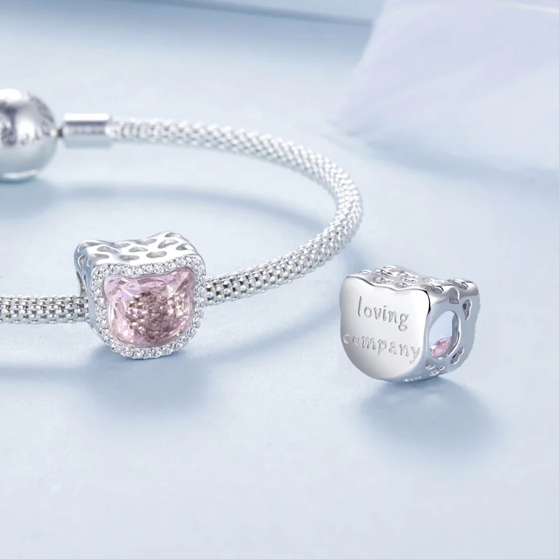 (imagem para) Charm de Gato Rosa Estilo PANDORA - BSC1020 - Visualizar 4