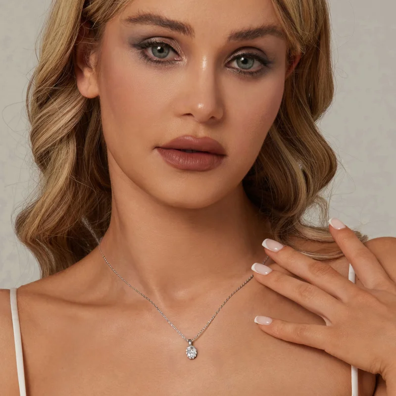 (imagem para) Colar de Moissanita PANDORA Style Brilliant Beauty 1ct (com um certificado) - MS - Visualizar 6