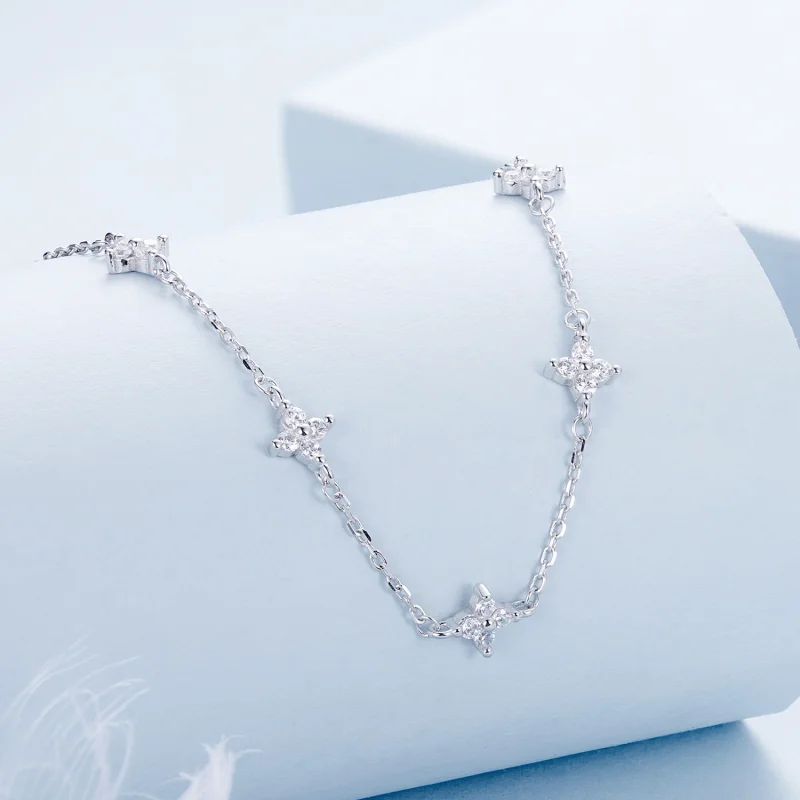 (imagem para) Colar de Trevo de Quatro Folhas e Estrela Estilo PANDORA - BSN394 - Visualizar 2