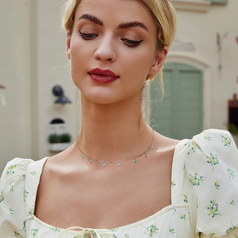 (imagem para) Colar de Turquesa Estilo PANDORA - BSN388 - Visualizar 6