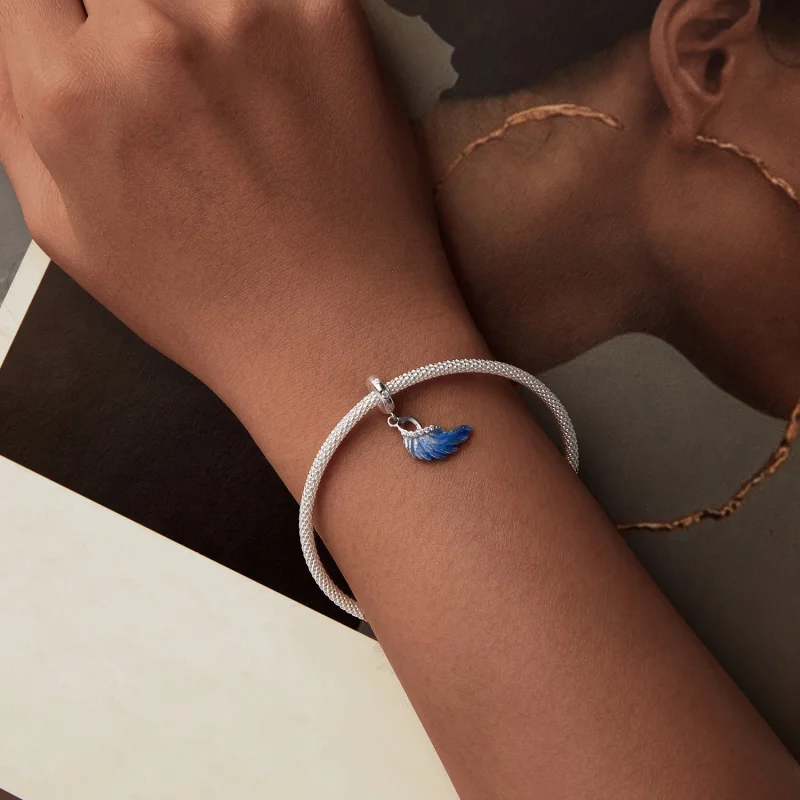 (imagem para) Pingente Duplo Asas Azuis Estilo PANDORA - SCC2781 - Visualizar 3