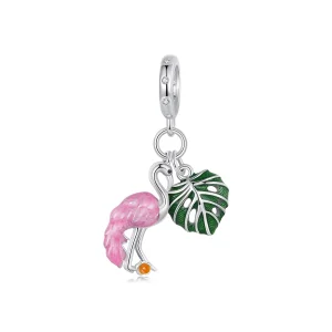 (imagem para) Pingente Estilo PANDORA Flamingo Folha de Tartaruga - SCC2830