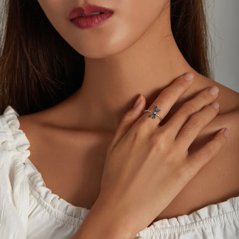 (imagem para) Anel Aberto de Libélula Estilo PANDORA Deslumbrante - BSR216 - Visualizar 7