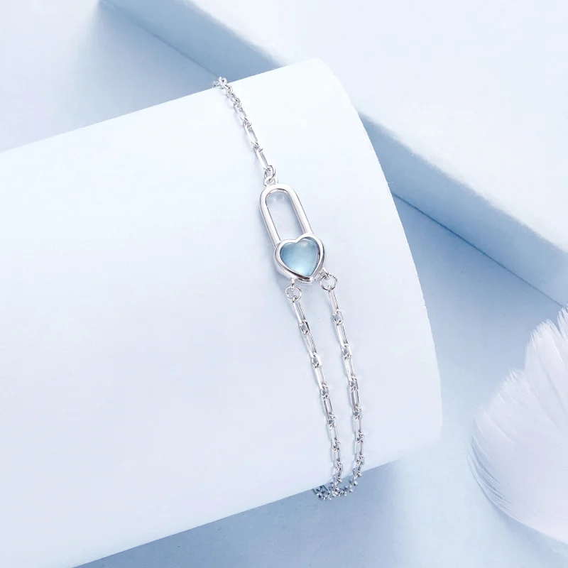 (imagem para) Bracelete de Água-Marinha Natural Estilo PANDORA - BSB191 - Visualizar 2