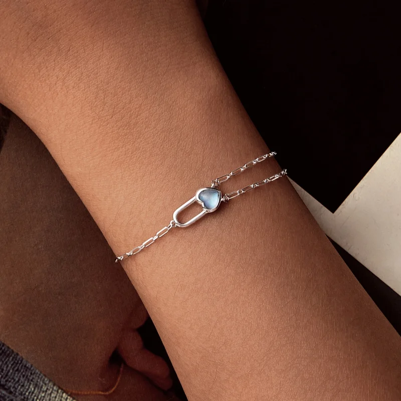 (imagem para) Bracelete de Água-Marinha Natural Estilo PANDORA - BSB191 - Visualizar 5