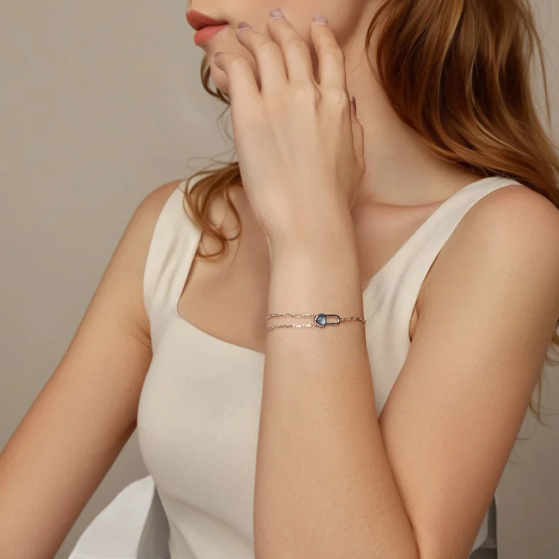 (imagem para) Bracelete de Água-Marinha Natural Estilo PANDORA - BSB191 - Visualizar 8