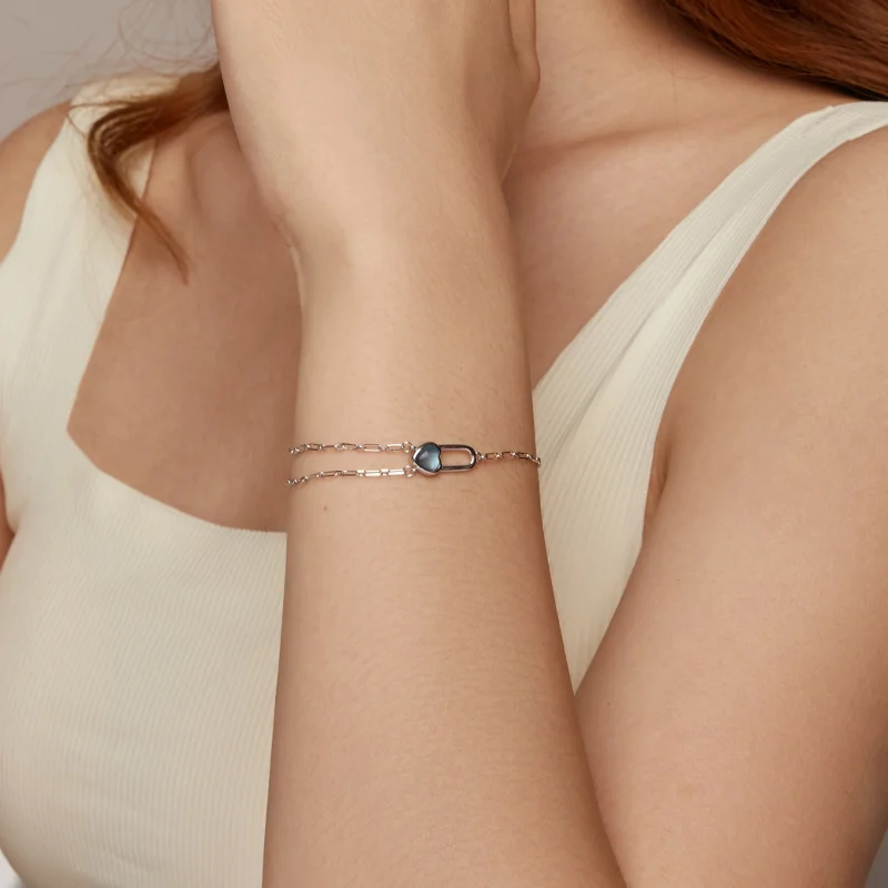 (imagem para) Bracelete de Água-Marinha Natural Estilo PANDORA - BSB191 - Visualizar 9