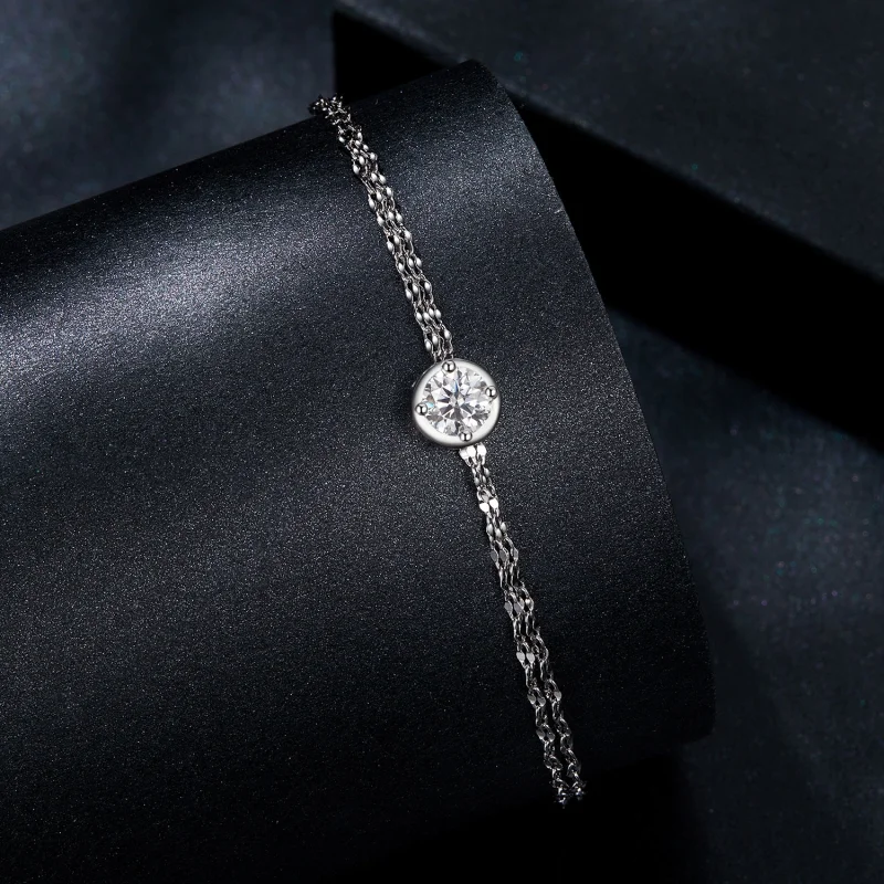 (imagem para) Bracelete PANDORA Style 0,5ct Moissanite com dupla fileira (com um certificado) - Visualizar 2