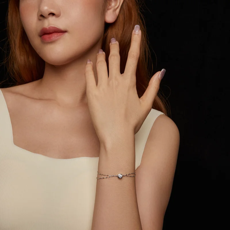 (imagem para) Bracelete PANDORA Style 0,5ct Moissanite com dupla fileira (com um certificado) - Visualizar 6