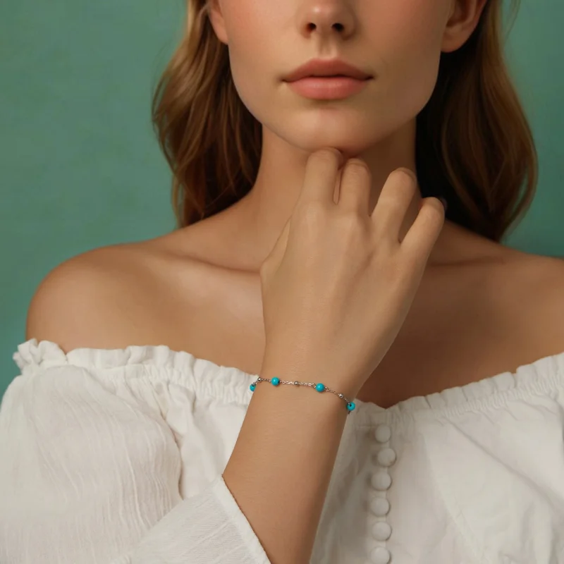 (imagem para) Bracelete Turquesa Estilo PANDORA - BSB197 - Visualizar 8