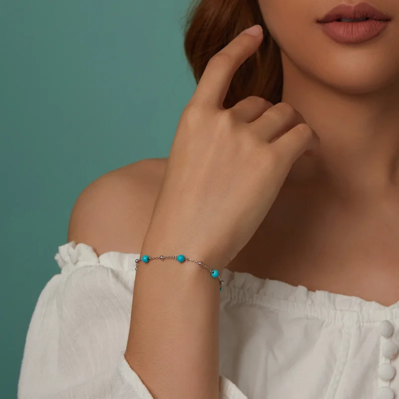 (imagem para) Bracelete Turquesa Estilo PANDORA - BSB197 - Visualizar 9