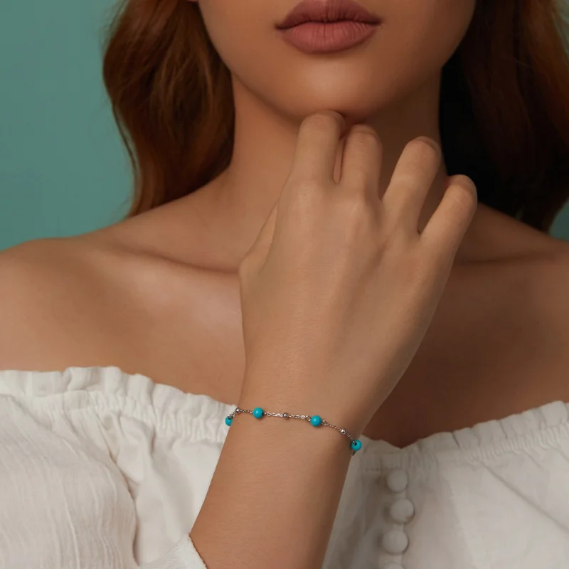 (imagem para) Bracelete Turquesa Estilo PANDORA - BSB197 - Visualizar 10