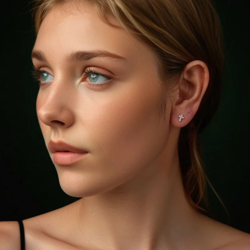 (imagem para) Brincos cruz estilo PANDORA (um certificado) - MSE070 - Visualizar 7