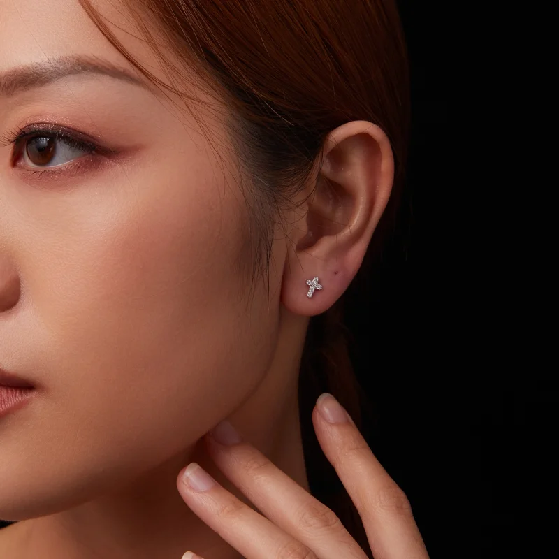 (imagem para) Brincos cruz estilo PANDORA (um certificado) - MSE070 - Visualizar 9