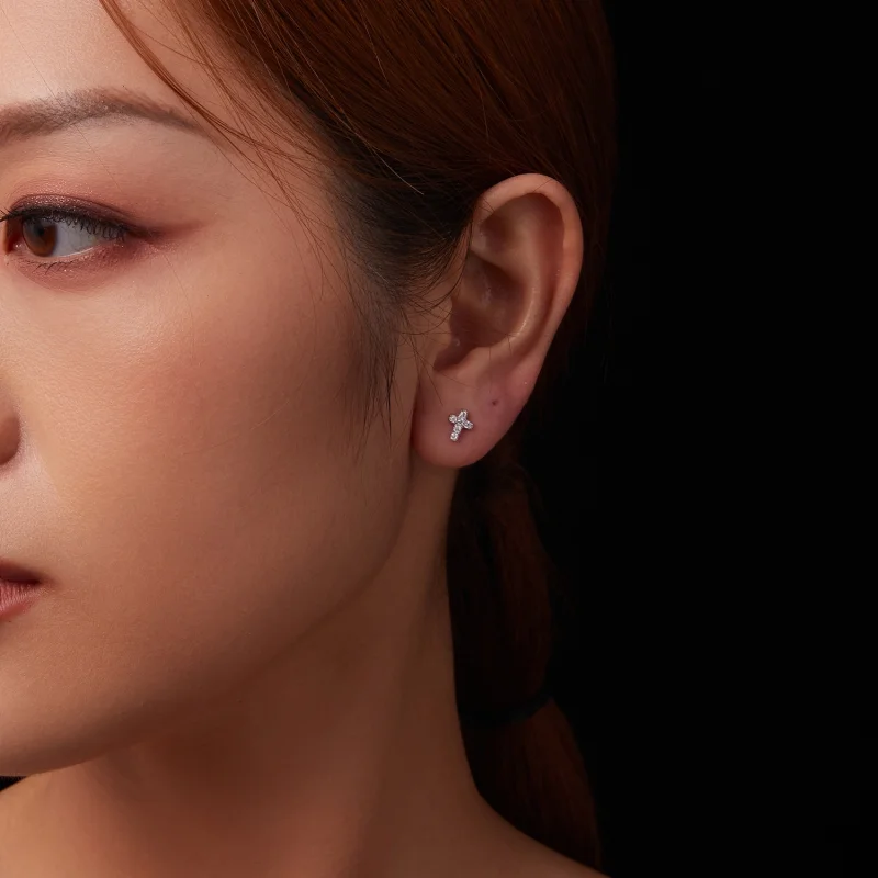 (imagem para) Brincos cruz estilo PANDORA (um certificado) - MSE070 - Visualizar 10