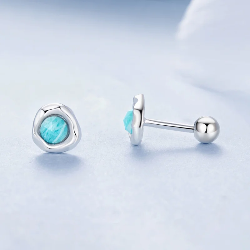 (imagem para) Brincos de Amazonita Estilo PANDORA - BSE1056 - Visualizar 4