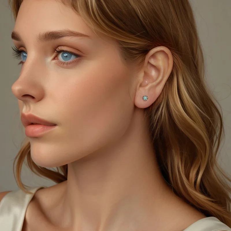 (imagem para) Brincos de Amazonita Estilo PANDORA - BSE1056 - Visualizar 7