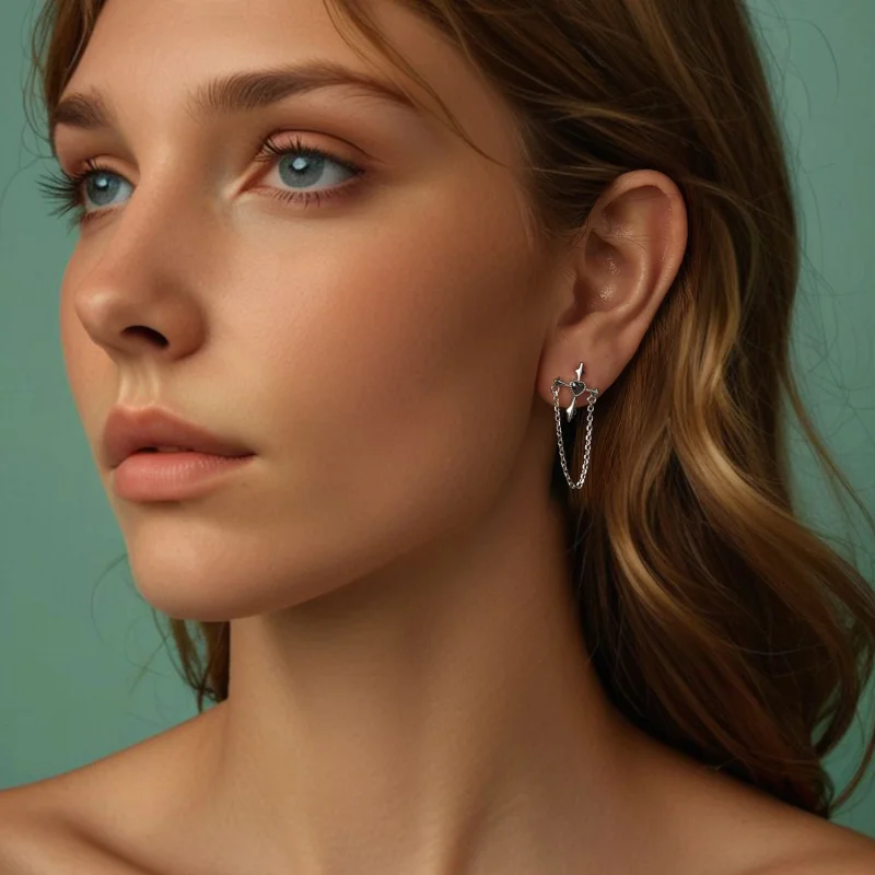 (imagem para) Brincos de corrente estilo PANDORA cruz - SCE1808 - Visualizar 7