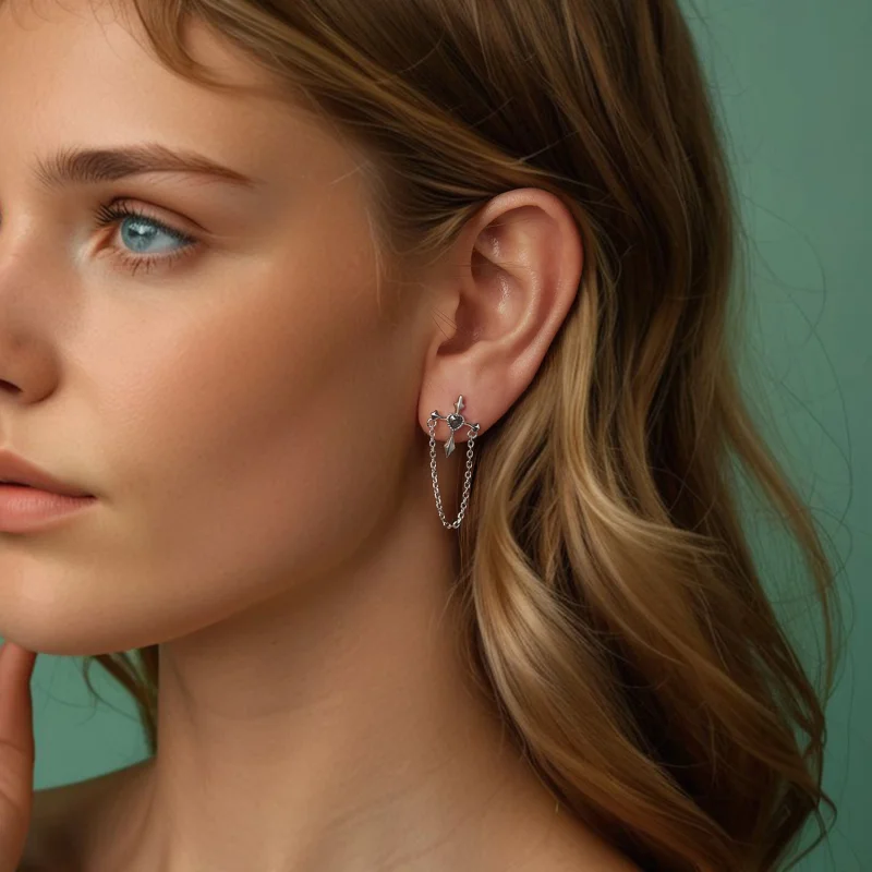 (imagem para) Brincos de corrente estilo PANDORA cruz - SCE1808 - Visualizar 8