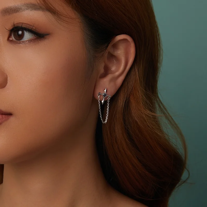 (imagem para) Brincos de corrente estilo PANDORA cruz - SCE1808 - Visualizar 9