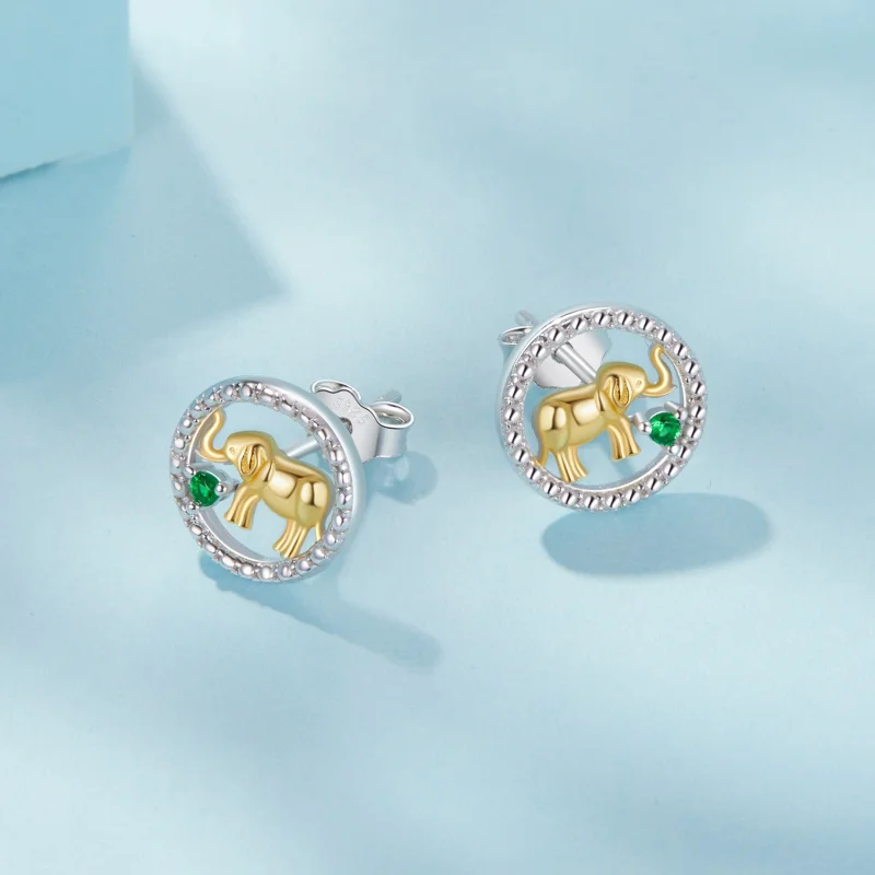 (imagem para) Brincos de elefante dourado estilo PANDORA - SCE1794 - Visualizar 3