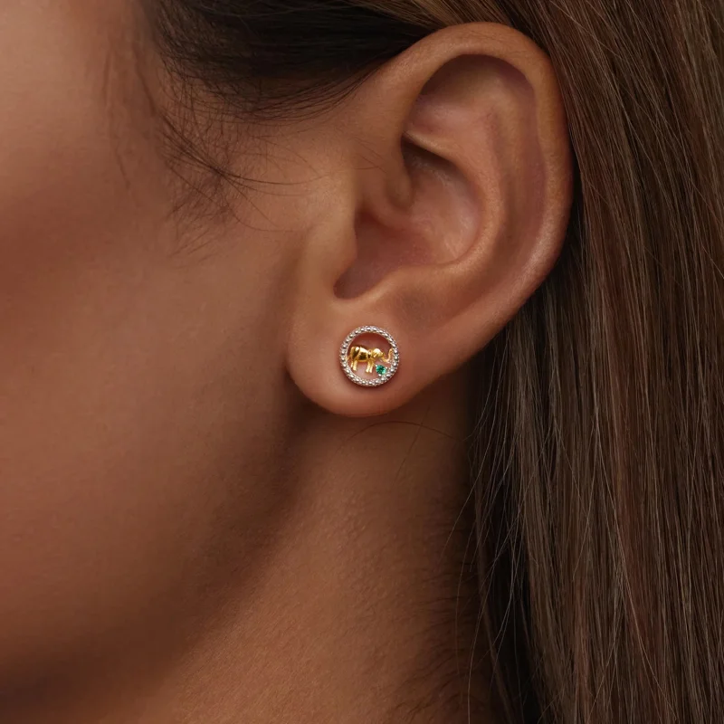 (imagem para) Brincos de elefante dourado estilo PANDORA - SCE1794 - Visualizar 6