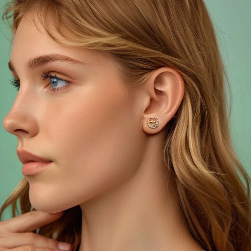 (imagem para) Brincos de elefante dourado estilo PANDORA - SCE1794 - Visualizar 8